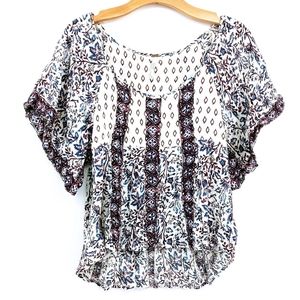 Free People Boho Floral Print Gauzy Crop‎ Top